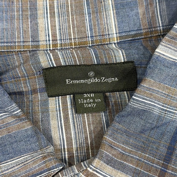 Ermenegildo Zegna Men’s Plaid Collared Button Up Long Sleeve Shirt - 3XB - Picture 8 of 9